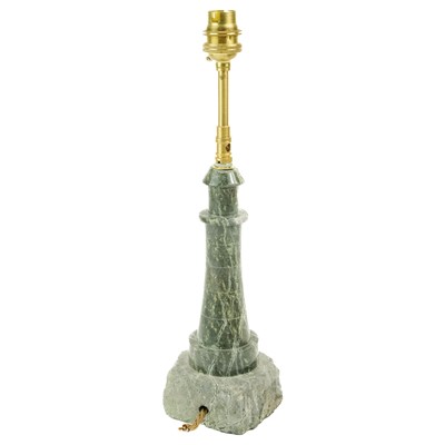 Lot 26 - A Cornish serpentine lighthouse lamp..