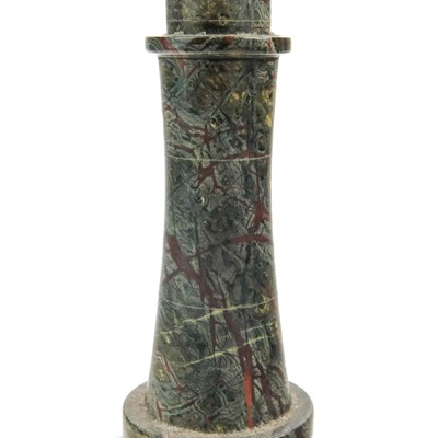 Lot 27 - A Cornish serpentine lighthouse table lamp.