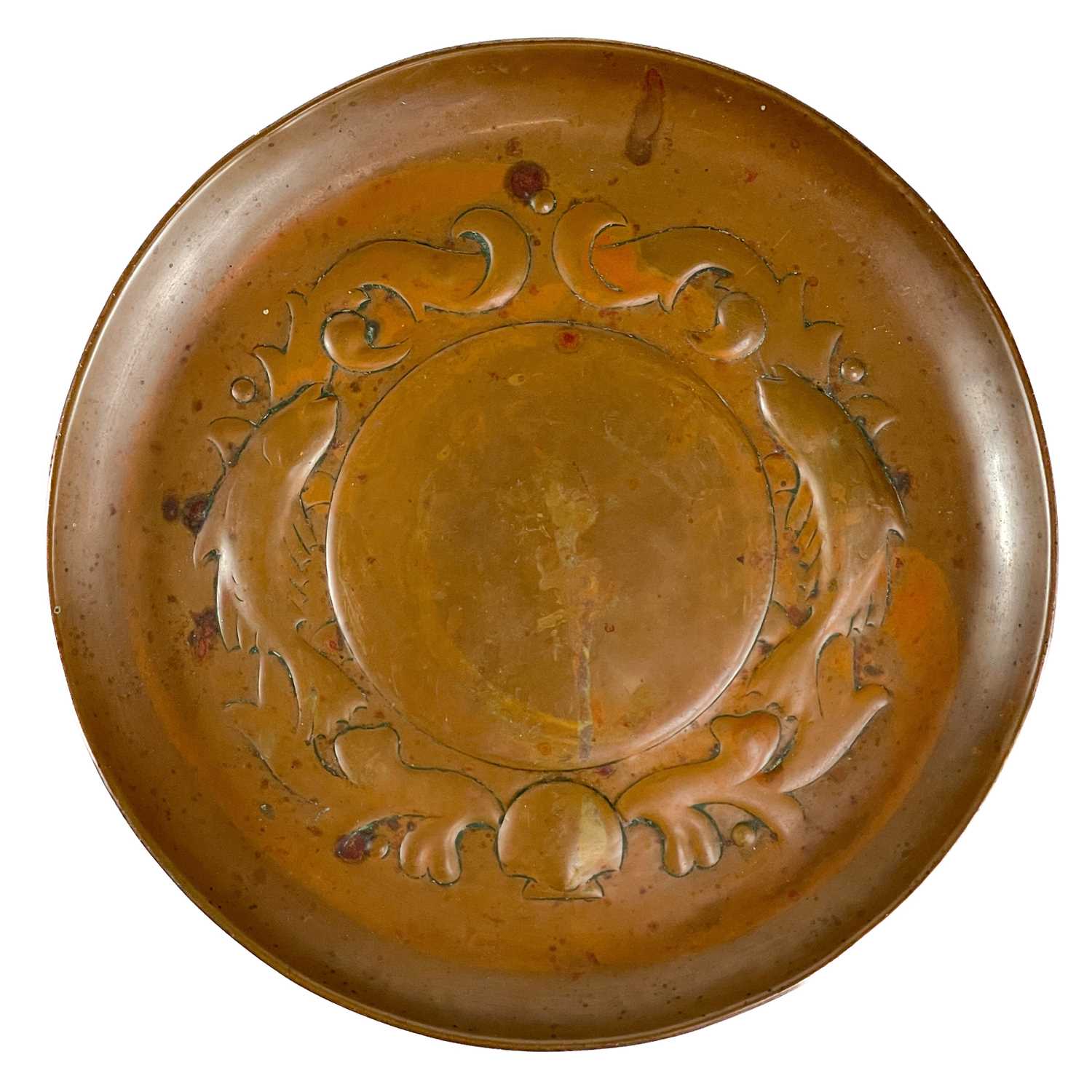 Lot 160 - A Newlyn copper circular low dish.