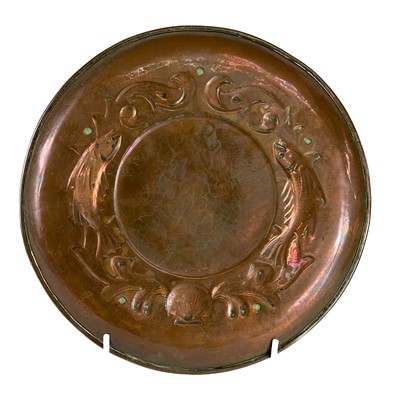 Lot 160 - A Newlyn copper circular low dish.