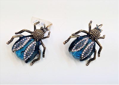 Lot 2544 - A pair of bumblebee earrings.