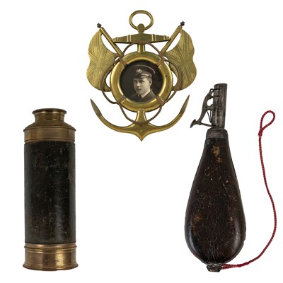 Lot 149 - A 19th century French brass six draw telescope.