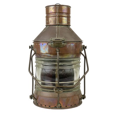Lot 244 - An early 20th century copper navigational light by Seahorse.