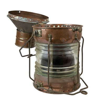 Lot 244 - An early 20th century copper navigational light by Seahorse.