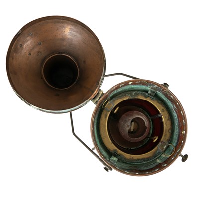 Lot 244 - An early 20th century copper navigational light by Seahorse.