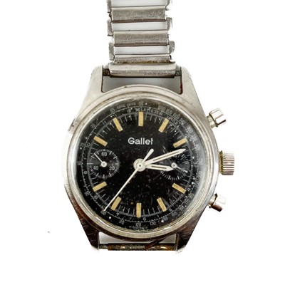 Lot 189 - A Gallet gentleman's stainless steel manual wind chronograph wristwatch.