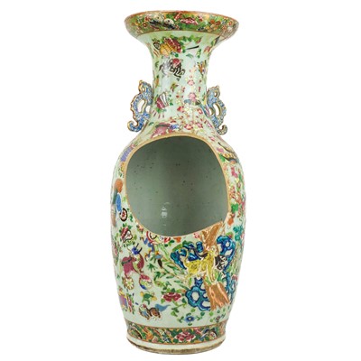 Lot 1105 - A Chinese Canton famille rose floor standing vase, 19th century.