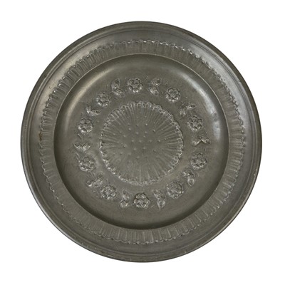 Lot 326 - A pewter plate.