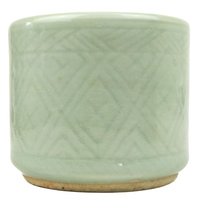 Lot 1018 - A Chinese celadon brush pot, 19th century.