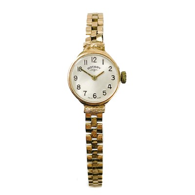Lot 125 - A Rotary 9ct gold lady's manual wind bracelet wristwatch.