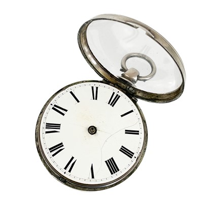 Lot 63 - A 19th-century silver fusee key wind pocket watch for spares or repairs.