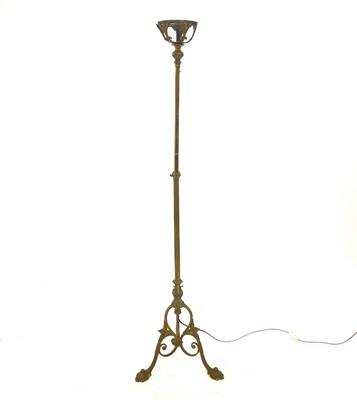 Lot 49 - A Victorian brass oil telescopic standard lamp converted to electricity.