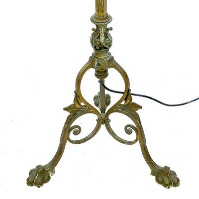 Lot 49 - A Victorian brass oil telescopic standard lamp converted to electricity.