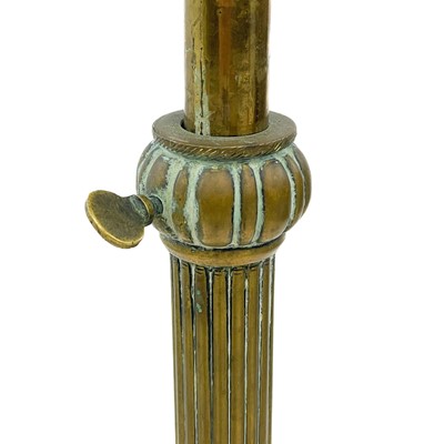 Lot 49 - A Victorian brass oil telescopic standard lamp converted to electricity.