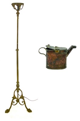 Lot 49 - A Victorian brass oil telescopic standard lamp converted to electricity.