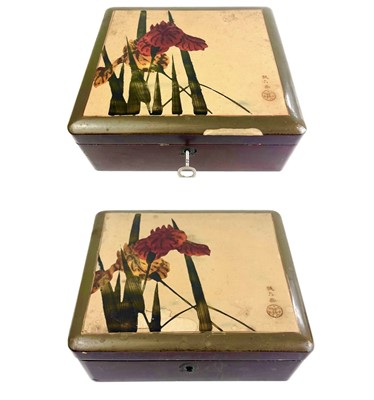 Lot 1026 - Two matching Japanese lacquer boxes, early 20th century.