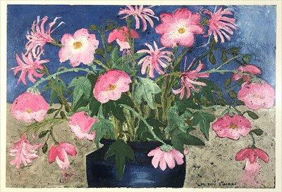 Lot 441 - Minou STEINER (1908 - 2008) 'Pink Flower' Oil...