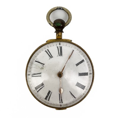 Lot 54 - An 18th-century gilt metal pair case pocket watch with horn outer case.