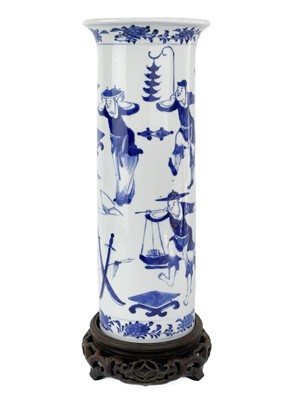 Lot 1031 - A large Chinese cylindrical porcelain vase, late 19th century