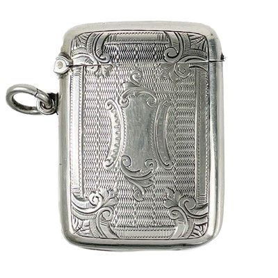 Lot 80 - Three silver vesta cases, a silver Albert watch chain, and a lorgnette.
