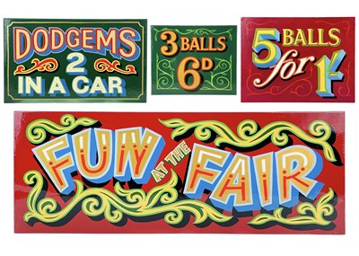 Lot 342 - Four Rex O'Dell hand painted circus signs.