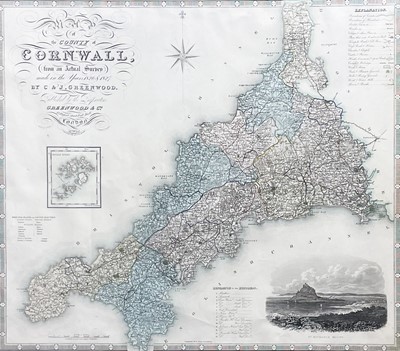 Lot 202A - Greenwood's map of Cornwall.