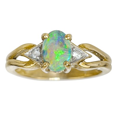 Lot 170 - A 9ct blue opal ring by Rocks & Co.