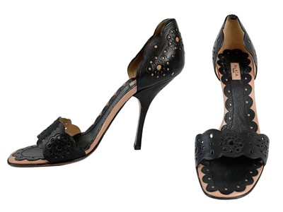 Lot 10 - A pair of Alaia Paris black leather Stiletto heels, size 40.