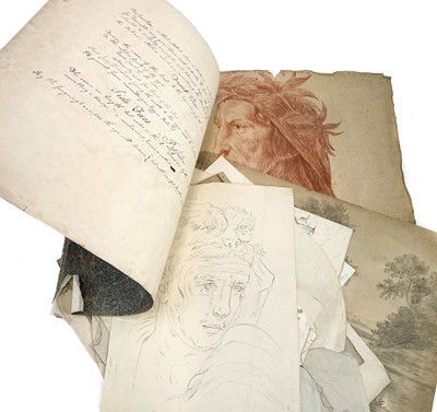 Lot 311 - A folio of assorted drawings and watercolours.