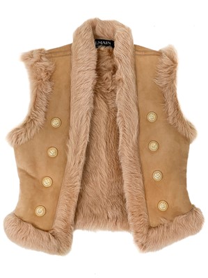 Lot 481 - A Balmain Paris Shearling lambskin fur lined gilet.