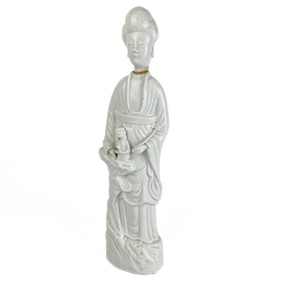 Lot 1112 - A Chinese blanc de chine figure of Guanyin, 18th/19th century.