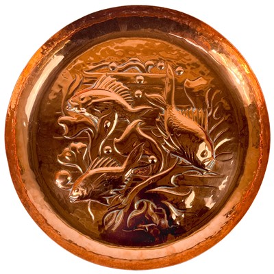 Lot 212 - A Newlyn circular copper shallow dish.