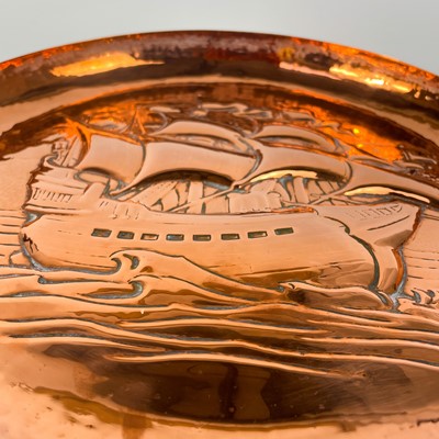 Lot 213 - A Newlyn copper circular shallow dish.