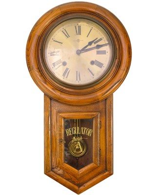 Lot 319 - A Regulator A drop dial wall clock.