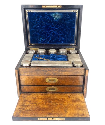 Lot 50 - A Victorian burr walnut fitted dressing case.