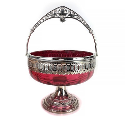 Lot 91 - A German WMF cranberry glass fruit bowl.