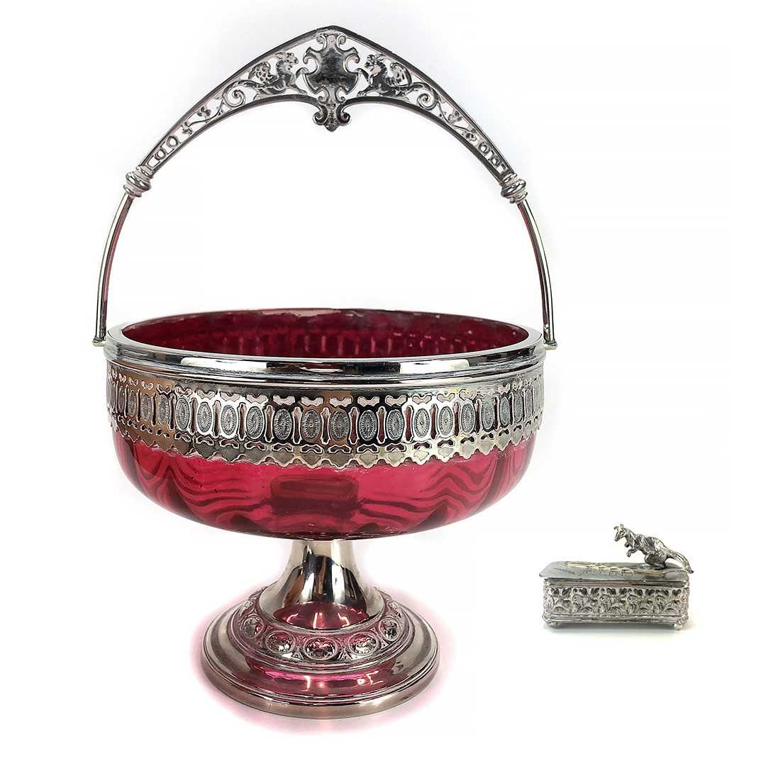 Lot 91 - A German WMF cranberry glass fruit bowl.