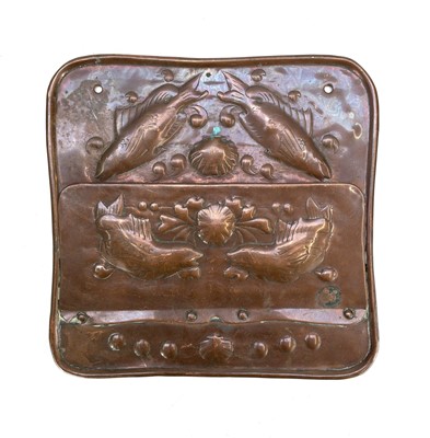 Lot 162 - A Newlyn copper letter/wall rack.