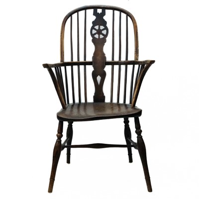 Lot 350 - A Victorian fruitwood, ash and elm Windsor armchair.