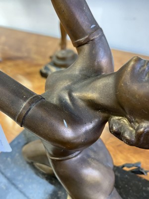 Lot 224 - An Art Deco gilt spelter figural table lamp.