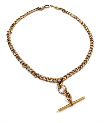 Lot 2452 - A 9ct gold double Albert curb link watch chain...