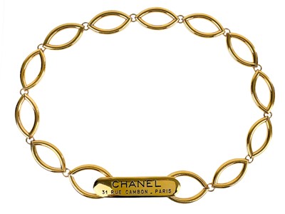 Lot 24 - A Chanel 1980's 24ct gold-plated open link belt.