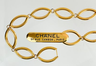 Lot 24 - A Chanel 1980's 24ct gold-plated open link belt.
