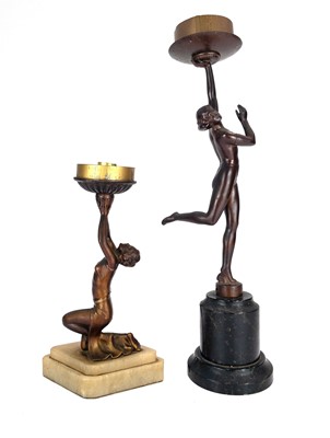 Lot 181 - An Art Deco gilt spelter figural table lamp.