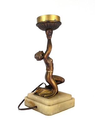 Lot 181 - An Art Deco gilt spelter figural table lamp.