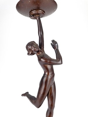 Lot 181 - An Art Deco gilt spelter figural table lamp.