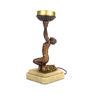 Lot 181 - An Art Deco gilt spelter figural table lamp.