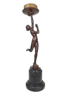 Lot 181 - An Art Deco gilt spelter figural table lamp.