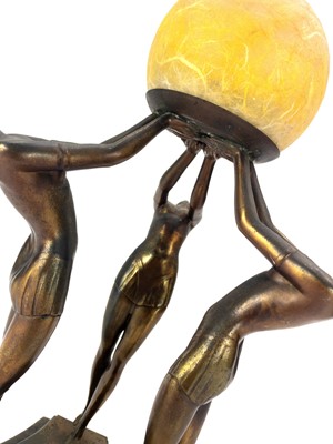 Lot 279 - An Art Deco gilt spelter figural table lamp.