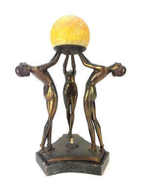 Lot 279 - An Art Deco gilt spelter figural table lamp.